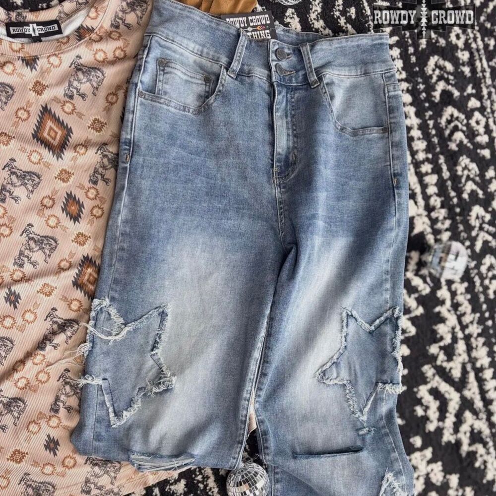 Western Oh My Stars Denim Jeans Boho Chic Casual Pants New - Picture 6 of 8
